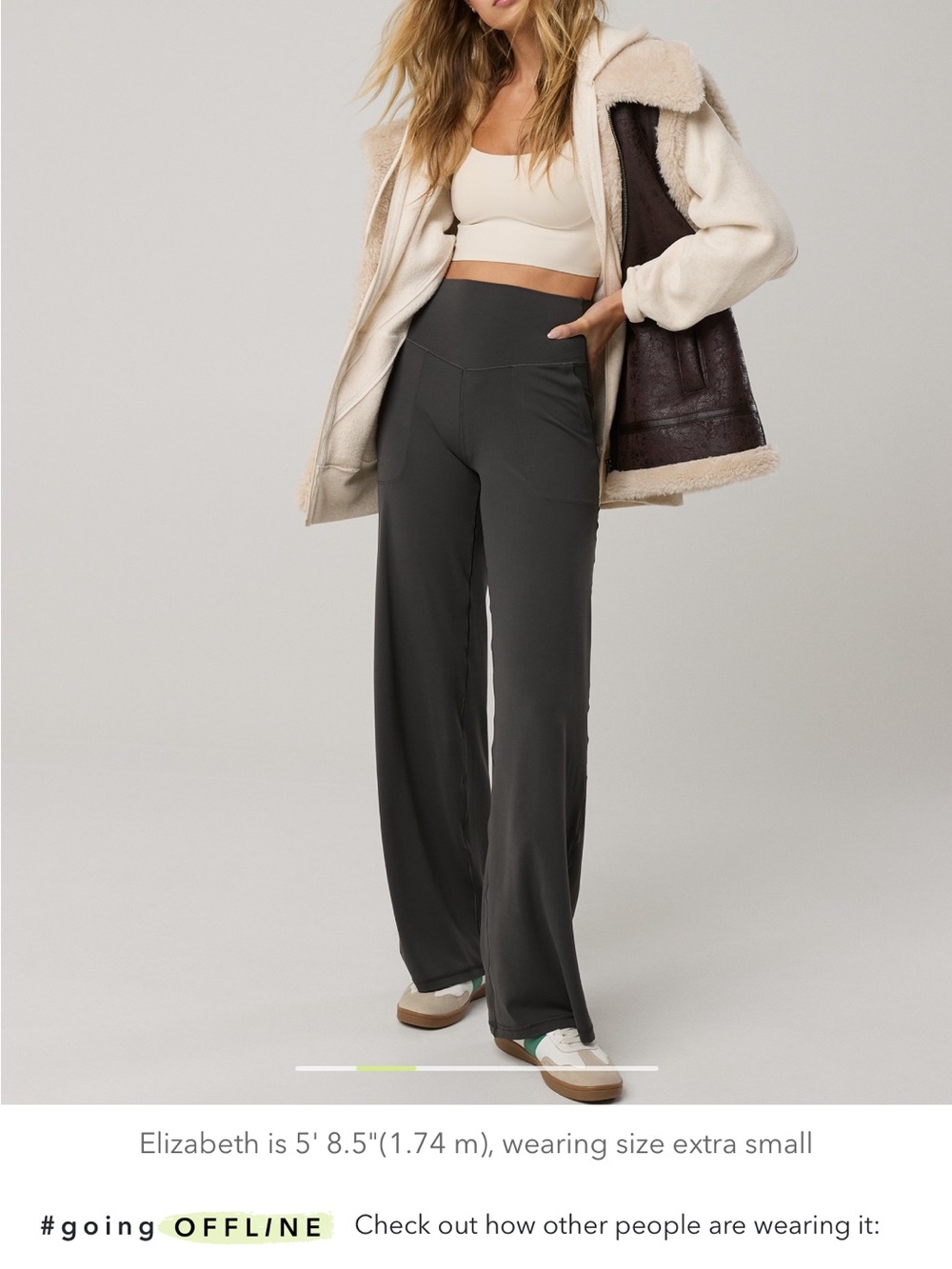 High-Rise Wide Leg Pants in Charcoal